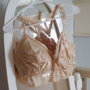 aerie XXL Lace Bralette, Tan/Nude Color